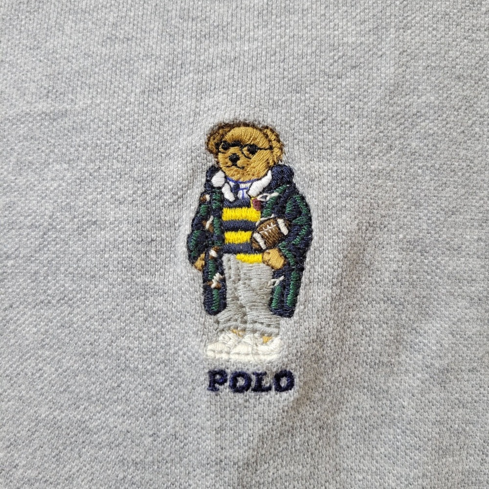 Polo Ralph Lauren Men's Classic Fit Polo Bear Knit Shirt Gray Size XL Football